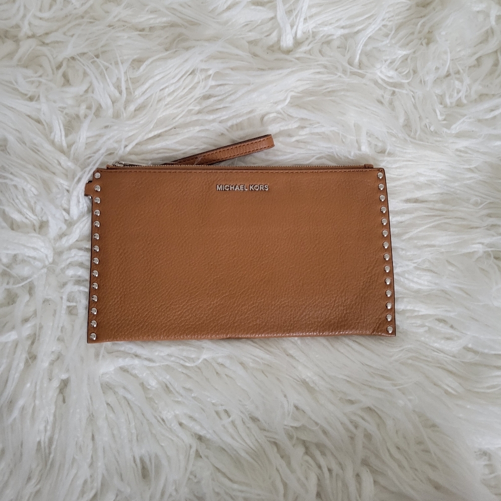 Michael Kors Brown Studded Wristlet